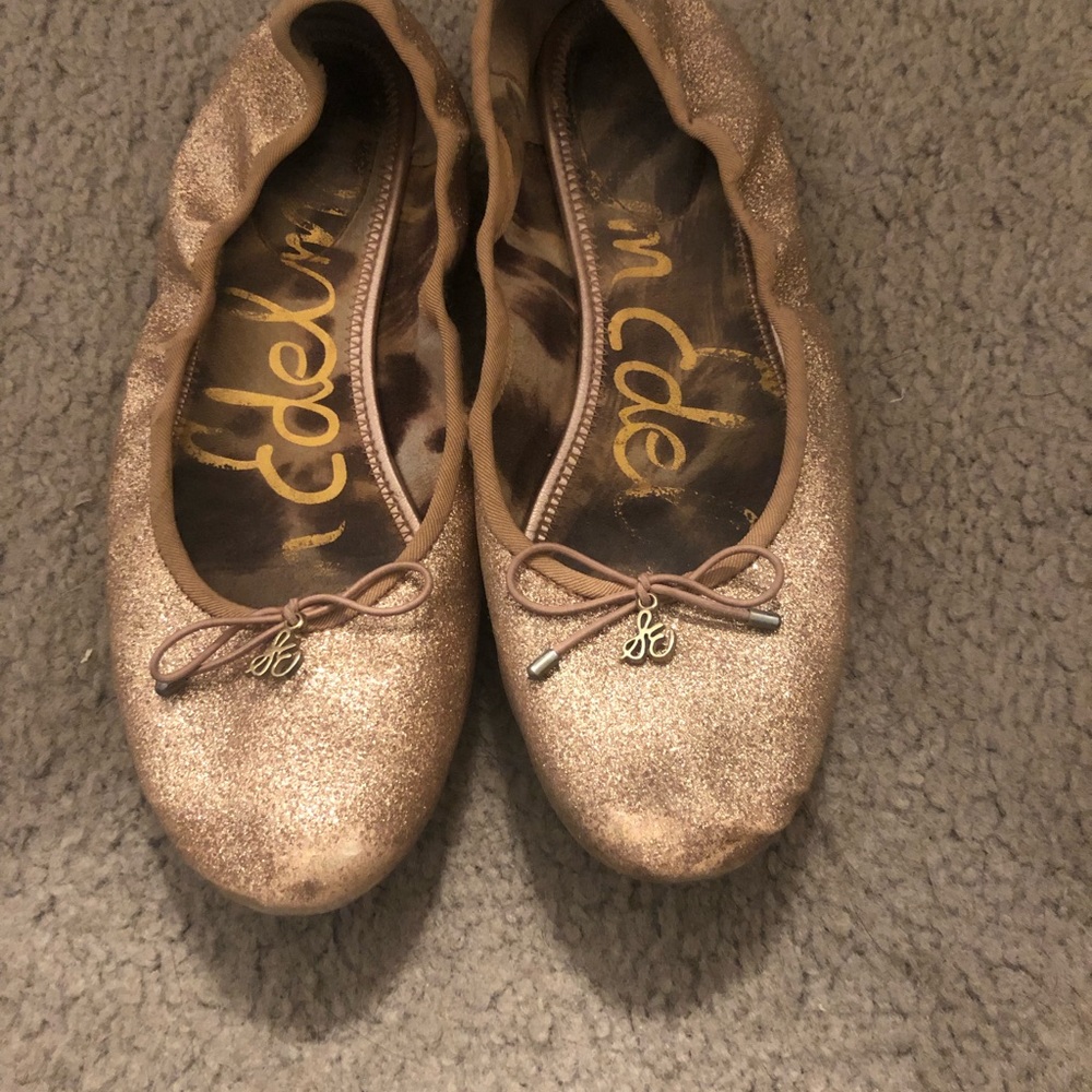 Sam Edelman gold sparkle flats- size 7